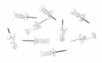 AmazonBasics Push Pins Tacks, Clear Plastic Head, Steel Point, 100-Pack