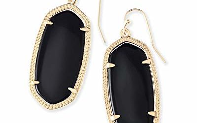 Kendra Scott Elle Drop Earrings for Women, Fashion Jewelry, 14k Gold-Plated, Black Opaque Glass