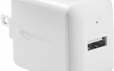 AmazonBasics One-Port USB Wall Charger for Phone, iPad, and Tablet, 12W – White