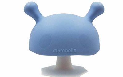 Mombella Mimi The Mushroom Super Soft Skin-Like Infant Nipple Shaped Soothing teether for Sucking Babies,Help with Breast Feeding waning and Prevent Digit Sucking. for 0-6months. Light Blue