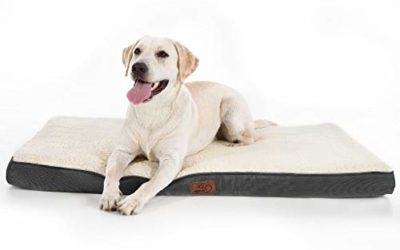 Bedsure Large Dog Bed for Small, Medium, Large Dogs Up to 75 lbs – Orthopedic Egg-Crate Foam with Removable Washable Cover – Water-Resistant Pet Mat for Crate, Grey