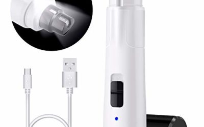 Casfuy Dog Nail Grinder with LED Light – Upgraded 2-Speed Electric Pet Nail Trimmer Powerful Painless Paws Grooming & Smoothing for Small Medium Large Dogs & Cats (White)
