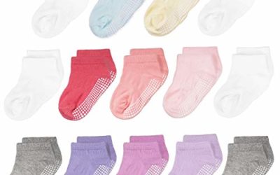 CozyWay Non Slip Toddler Ankle Socks 14-Pack Low Cut Essentials Girls Boys Baby Socks with Grips