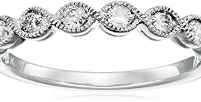14k White Gold Milgrain Diamond Band (1/4 cttw, IJ Color, I2-I3 Clarity), Size 6
