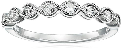 14k White Gold Milgrain Diamond Band (1/4 cttw, IJ Color, I2-I3 Clarity), Size 6