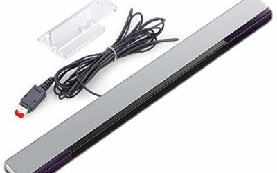 KIMILAR Replacement Wired Infrared IR Ray Motion Sensor Bar Compatible with Nintendo Wii and Wii U Console (Silver/Black)
