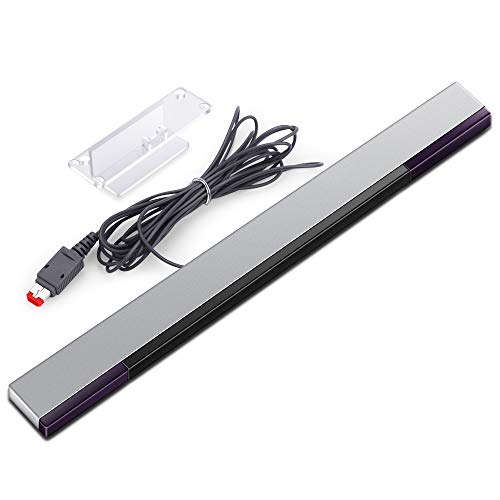 KIMILAR Replacement Wired Infrared IR Ray Motion Sensor Bar Compatible with Nintendo Wii and Wii U Console (Silver/Black)