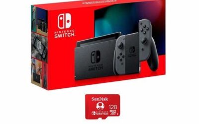 Nintendo 32GB Switch with Gray Joy-Con Controllers – with SanDisk 128GB UHS-I microSDXC Memory Card for The Switch