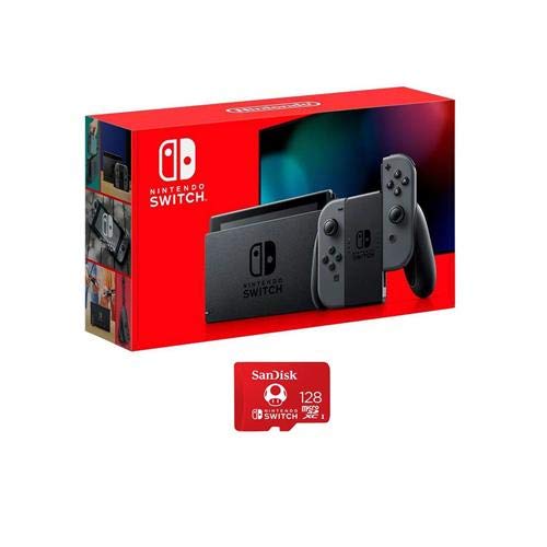Nintendo 32GB Switch with Gray Joy-Con Controllers – with SanDisk 128GB UHS-I microSDXC Memory Card for The Switch