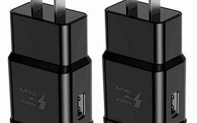 Adaptive Fast Charging Wall Charger Adapter Compatible Samsung Galaxy S6 S7 S8 S9 S10 / Edge/Plus/Active, Note 5,Note 8, Note 9,LG G5 G6 G7 V20 V30 ThinQ Plus EP-TA20JBE Quick Charge (2 Pack)