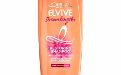 L'Oreal Paris Elvive Dream Lengths Restoring Shampoo with Fine Castor Oil & Vitamins B3 & B5 for Long, Damaged Hair, Visibly Repairs Damage Without Weighdown With System, 12.6 Fl. Oz