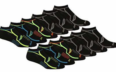 Saucony Men's Multi-Pack Bolt Performance Comfort Fit No-Show Socks, Black (12 Pairs), Shoe Size: 8-12