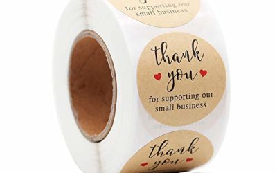 YOGET 1.5'' Thank You for Supporting Our Small Business, Kraft Paper Thank You Stickers, 500 Labels Per Roll