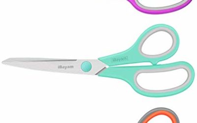 iBayam Scissors, 8" Multipurpose Scissors Bulk 3-Pack, Ultra Sharp Blade Shears, Comfort-Grip Handles, Sturdy Sharp Scissors for Office Home School Sewing Fabric Craft Supplies, Right/Left Handed