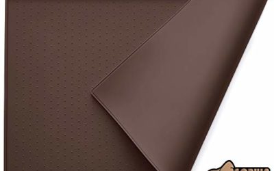 Gorilla Grip Silicone Pet Feeding Mat, Easy Clean, Large, 23×15, Dishwasher Safe, Waterproof, Raised Edges, Pets Placemat Tray Mats to Stop Dog and Cat Food Spills and Water Bowl Messes, Brown