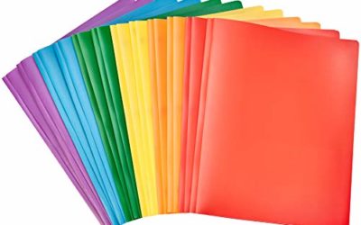 AmazonBasics Heavy Duty Plastic Folders with 2 Pockets for Letter Size Paper, Pack of 12