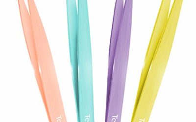 Precision Tweezers for Eyebrows, Terresa 4 Pack Tweezer Set for Ingrown Hair Removal, Professional Brow Remover Tools for Women and Girls, Hair Plucking Daily Beauty Tool with Leather Case (Color)