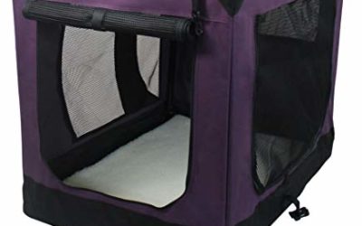 EliteField 3-Door Folding Soft Dog Crate, Indoor & Outdoor Pet Home, Multiple Sizes and Colors Available (36" L x 24" W x 28" H, Purple)