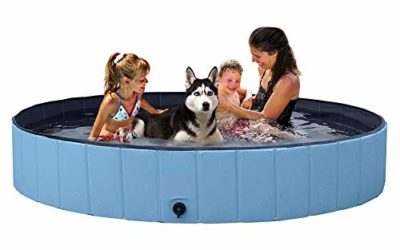 YAHEETECH Blue Foldable Hard Plastic Kiddie Baby Dog Pet Bath Swimming Pool Collapsible Dog Pet Pool Bathing Tub Kiddie Pool for Kids Pets Dogs Cats-63 x 11.8 inch,XXL