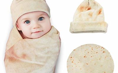 Kakaya Burrito Swaddle Blanket for Baby,Tortilla Wrap Blanket with Hat,Super Soft,Great Gift for Baby Shower by Higher Comfort,Safe(Round,Yellow,35inch)