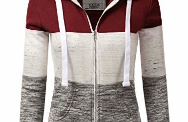 Doublju Lightweight Thin Zip-Up Hoodie Jacket for Women with Plus Size Burgundy 2X