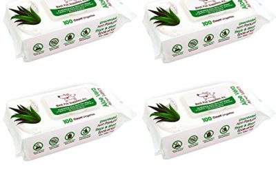 Best Pet Supplies Unscented Pet Grooming Wipes for Dogs and Cats with Hydrating Aloe Vera | Fragrance-Free, Hypoallergenic and Deodorizing, 4 x 100 Pack
