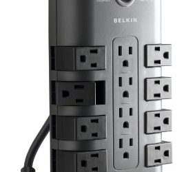 Belkin BP11223008 12-Outlet Pivot-Plug Power Strip Surge Protector w/ 8ft Cord – Ideal for Computers, Home Theatre, Appliances, Office Equipment and More (4,320 Joules)