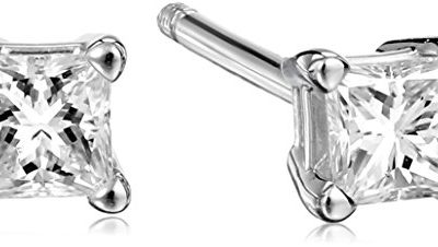 IGI Certified Platinum Princess Diamond Stud Earrings (1/4 cttw, G-H Color, VS2 Clarity)