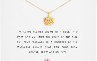 Dogeared "Reminders" New Beginnings Rising Lotus Gold Charm Necklace, 16" W/2"