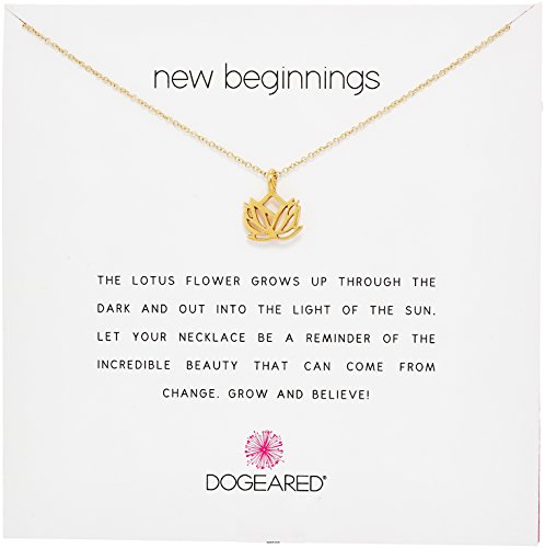 Dogeared "Reminders" New Beginnings Rising Lotus Gold Charm Necklace, 16" W/2"