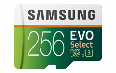 Samsung Electronics EVO Select 256GB microSDXC UHS-I U3 100MB/s Full HD & 4K UHD Memory Card with Adapter (MB-ME256HA)