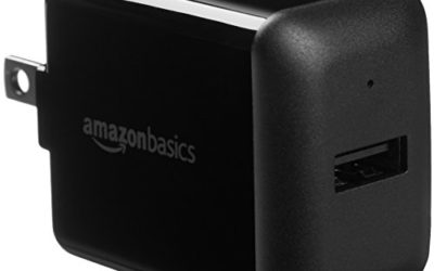 AmazonBasics One-Port USB Wall Charger for Phone, iPad, and Tablet, 12W – Black