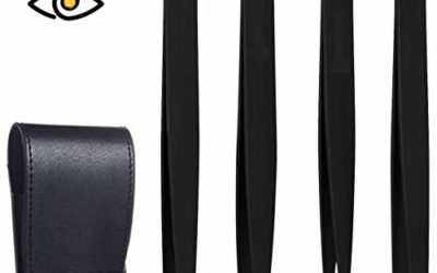 RoosterCo Eyebrow Tweezer Set with Travel Case,4-piece Daily Beauty Tools for Hair Removal, Best Precision (Black)