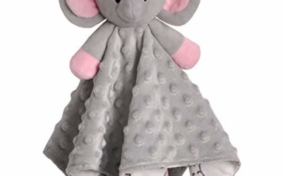 BORITAR Baby Security Blanket for Girls Super Soft Minky Dot Fabric Elephant Lovey Blanket with Lovely Animal Pattern Backing, Stuffed Plush Cuddle Newborn Blankie 14 Inch