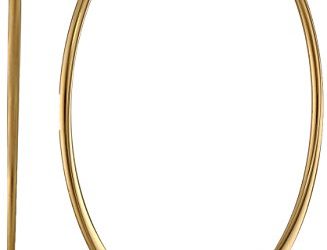 Amazon Essentials Yellow Gold Plated Stainless Steel Flattened Hoop Earrings (60mm)