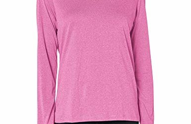 Hanes Women's Sport Cool Dri Performance Long Sleeve V-Neck Tee, Fresh Berry Heather, X Large