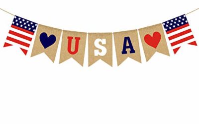 Jute Burlap USA Banner American Independence Day 4th of July Mantel Fireplace Decoration