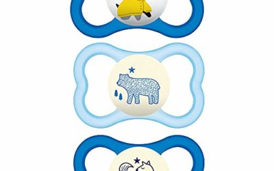 MAM Sensitive Skin Pacifiers, Baby Pacifier 16+ Months, Best Pacifier for Breastfed Babies, Air Night & Day' Design Collection, Boy, 3Count, Multi
