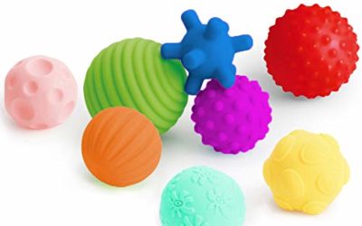 Coolle- Textured Multi Ball Set, Tactile Sensory Ball, Bath Balls Toys, Baby Grab Ball, Sensory Balls for Toddlers Babies Infants Kid Children Boys Girls Ages 6M+ with Bright Colors & Squeaks 8 Pack