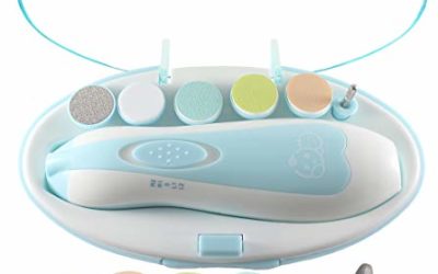 Baby Nail Clippers 20 in 1 by Royal Angels Baby | Safe Electric Baby Nail Trimmer, Baby Nail File Kit, Additional Replacement Heads, Newborn Toddler Toes and Fingernails, Trim and Polish (Blue)