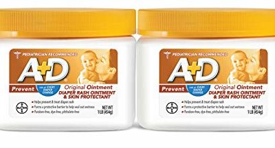 A+D Original Diaper Rash Ointment, Baby Diaper Rash Cream and Skin Protectant with Lanolin, 1 lb Jar (Pack of 2)
