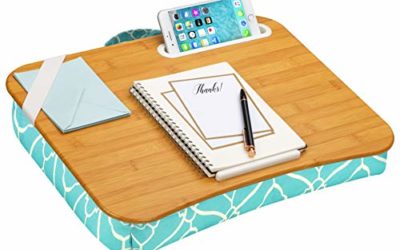 LapGear Designer Lap Desk with Phone Holder and Device Ledge – Aqua Trellis – Fits up to 15.6 Inch Laptops – Style No. 45422,Medium – Fits up to 15.6" Laptops