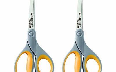 Westcott 8" Titanium Bonded Scissors, 2 Scissors, Gray/Yellow (13901)