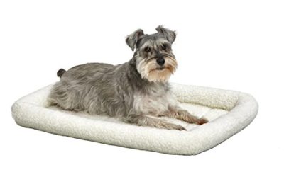 30L-Inch White Fleece Dog Bed or Cat Bed w/ Comfortable Bolster, Ideal for Medium Dog Breeds & Fits a 30-Inch Dog Crate, Easy Maintenance Machine Wash & Dry, 1-Year Warranty