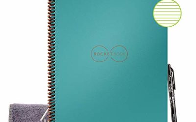 Rocketbook Smart Reusable Notebook – Lined Eco-Friendly Notebook with 1 Pilot Frixion Pen & 1 Microfiber Cloth Included – Neptune Teal Cover, Letter Size (8.5" x 11")