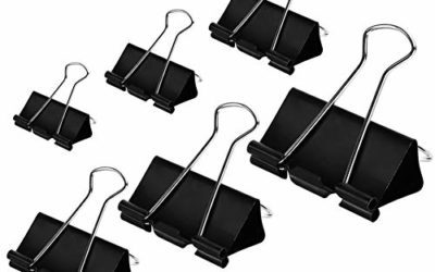 DSTELIN Binder Clips Paper Clamps Assorted Sizes 100 Count (Black), X Large, Large, Medium, Small, X Small and Micro, 6 Sizes in One Pack, Meet Your Different Using Needs