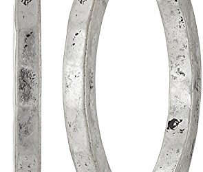 Lucky Brand Silver-Tone Small Hammered Round Hoop Earrings