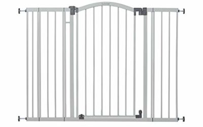 Summer Extra Tall & Wide Safety Baby Gate, Cool Gray Metal Frame – 38” Tall, Fits Openings 29.5” to 53” Wide, Baby and Pet Gate for Extra-Wide Doorways, Stairs, and Wide Spaces