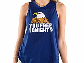 Tipsy Elves Patriotic Women's Tank Top You 'Free' Tonight? Size M Navy Blue
