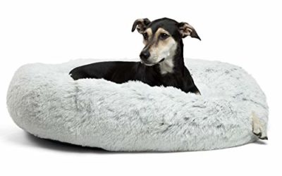 Best Friends by Sheri Calming Shag Vegan Fur Donut Cuddler (36×36, Zippered) – Large Round Donut Cat and Dog Cushion Bed, Removable Shell, Warming and Cozy for Improved Sleep – for Pets Up to 100 lbs